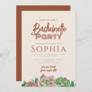 Invitation Bachelorette BOHO Cactus Terracotta Fall