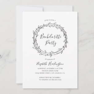 Invitation Bachelorette botanique. Noir et blanc