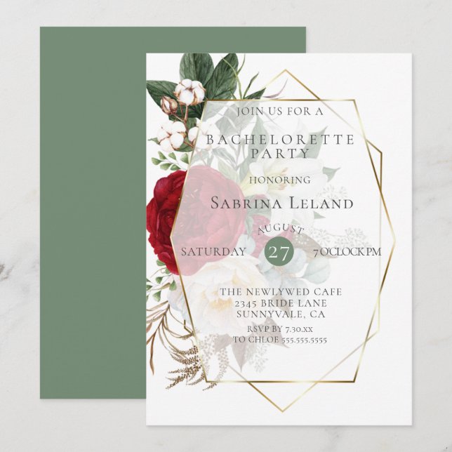 Invitation Bachelorette | Bourgogne (Devant / Derrière)