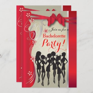 Invitation Bachelorette Bride Party - Deep Red