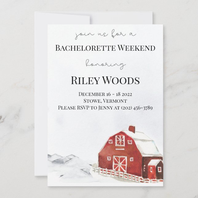 Invitation Bachelorette Cabine, Citrouille et grange Invitati (Devant)