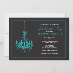 Invitation Bachelorette chandelier classique (aqua