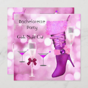 Invitation Bachelorette Chaussures Hi Heels Boots Rose 2