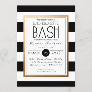 Invitation Bachelorette Chic & Formel   Or et noir