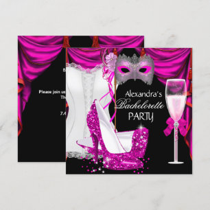 Invitation Bachelorette Corset Rose Masquerade Champagne 2