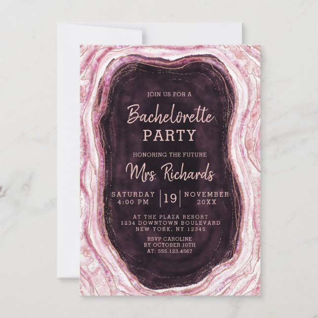 Invitation Bachelorette de Bachelorette Burgundy et Rose Gold (Devant)