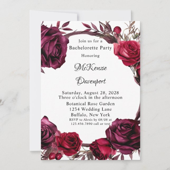 Invitation Bachelorette de couronnes de Bourgogne et de Rose  (Devant)