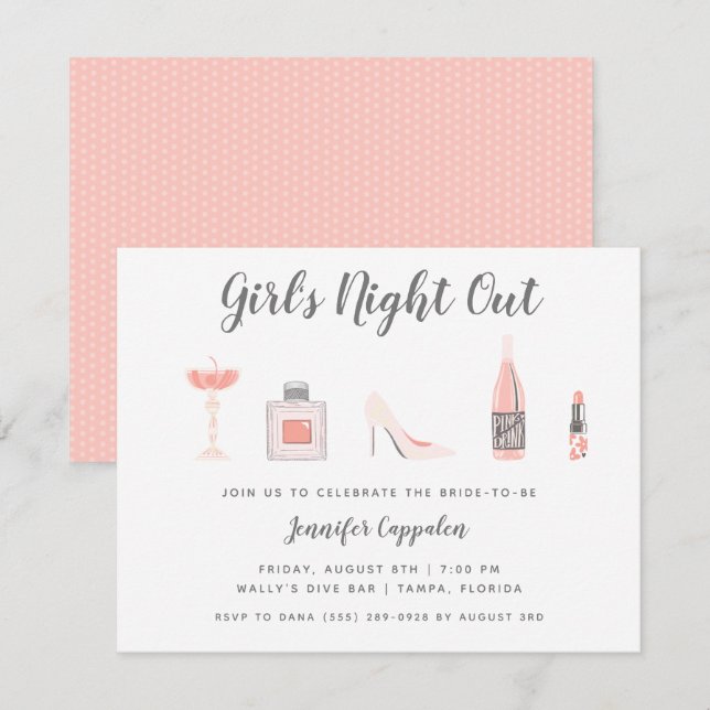 Invitation Bachelorette de la soirée de la fille (Devant / Derrière)