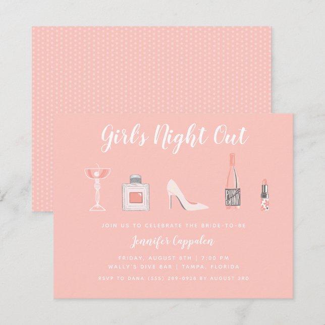 Invitation Bachelorette de la soirée de la fille (Devant / Derrière)