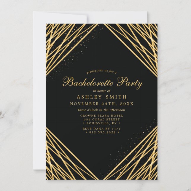 Invitation Bachelorette de lignes Abstraites géométriques en  (Devant)