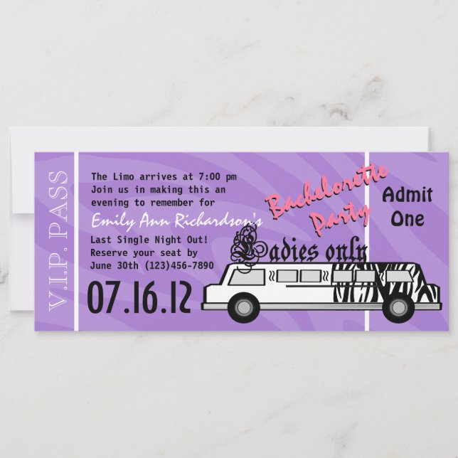Invitation Bachelorette de Limo (Devant)