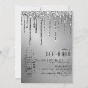 Invitation Bachelorette de luxe Parties scintillant argent br