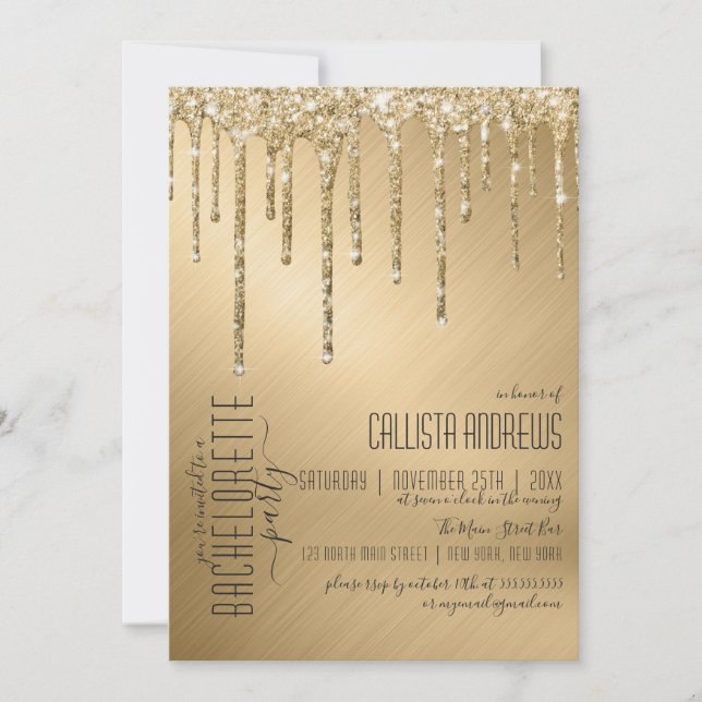 Invitation Bachelorette de luxe Sparkly Parties scintillant o (Devant)