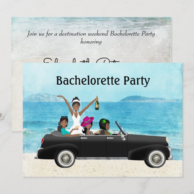Invitation Bachelorette de mariage de la plage de Destination (Devant / Derrière)