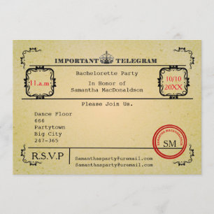 Invitation Bachelorette de télégramme Vintage