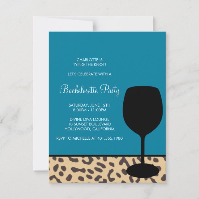 Invitation bachelorette de vin d'empreinte de léopard (Devant)