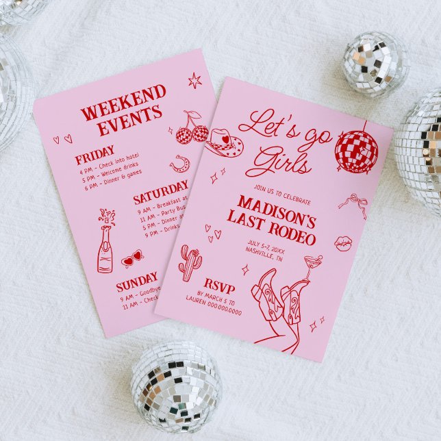 Invitation Bachelorette dernière Rodeo Disco (Créateur téléchargé)