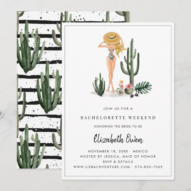 Invitation Bachelorette Destination Bikini Bridal Bash (Devant / Derrière)