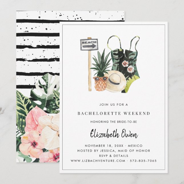 Invitation Bachelorette Destination Bikini Bridal Bash (Devant / Derrière)
