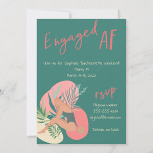 Invitation Bachelorette d'été AF vert et rose 