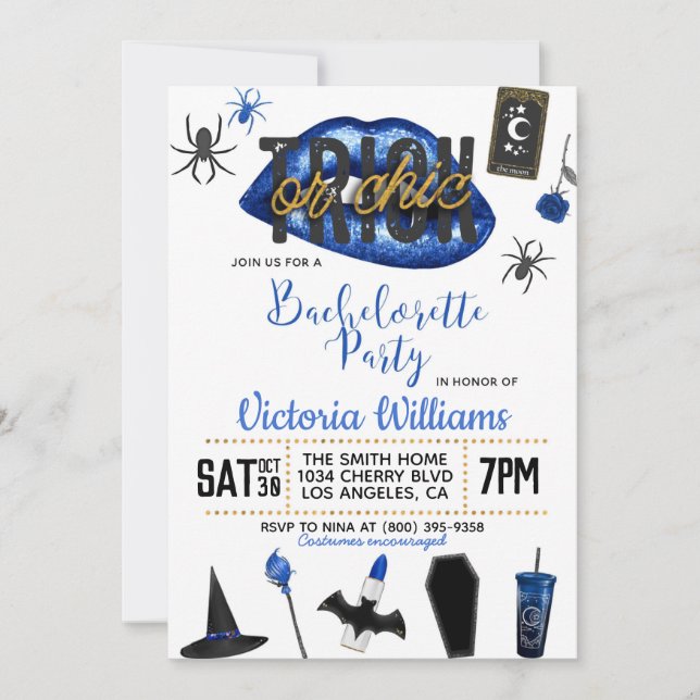 Invitation Bachelorette d'Halloween chic ou de brique Invitat (Devant)