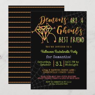 Invitation Bachelorette d'Halloween   Drôle démons Ghouls