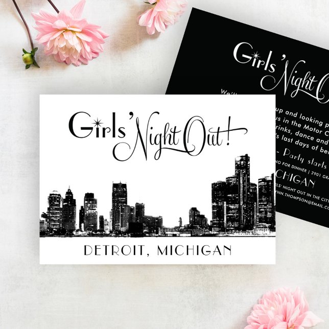 Invitation Bachelorette du Mariage Skyline de Détroit (Créateur téléchargé)