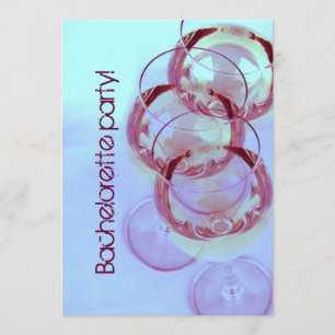 Invitation bachelorette élégant et lunatique en verre de vin