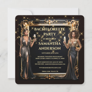 Invitation Bachelorette en or noir