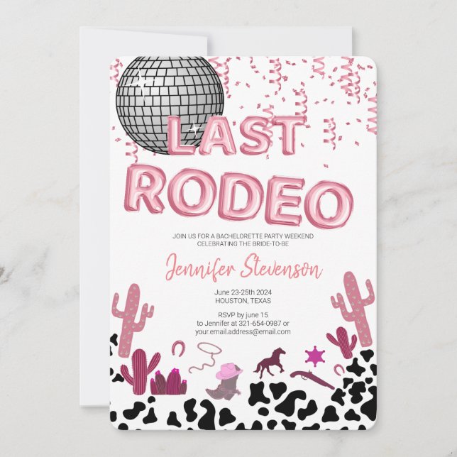 Invitation Bachelorette en or rose police Cowgirl (Devant)