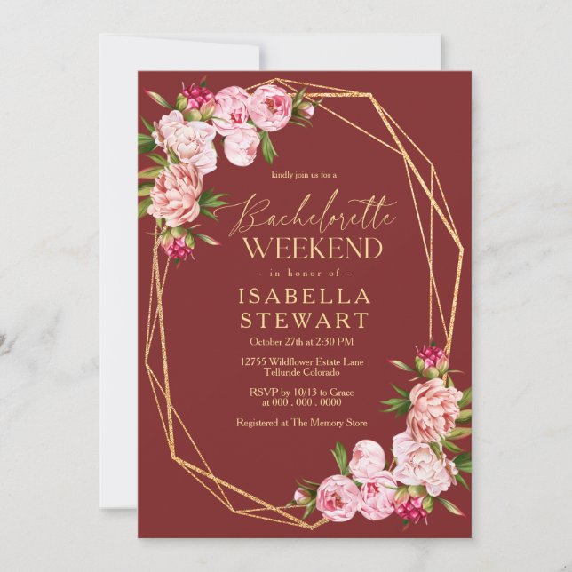 Invitation Bachelorette en terre cuite rose (Devant)