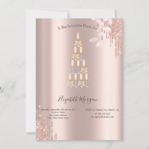 Invitation Bachelorette en verre de Champagne rose Gold Drive