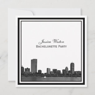 Invitation Bachelorette encadrée Boston Skyline