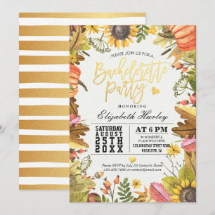 Invitation Bachelorette fête Automne Maple Fall Leaf Citrouil