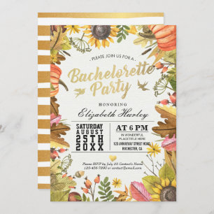 Invitation Bachelorette fête Automne Maple Fall Leaf Citrouil