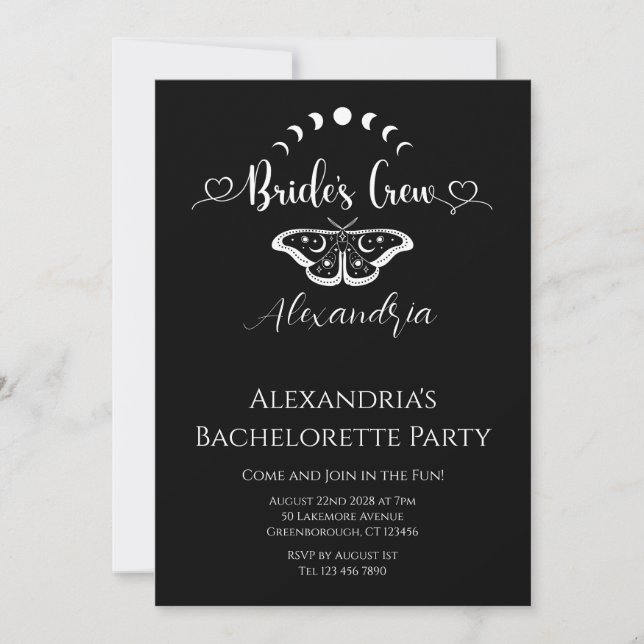 Invitation Bachelorette fête céleste gothique (Devant)