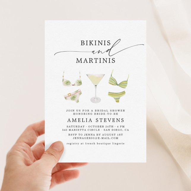 Invitation Bachelorette Fête des mariées Bikinis & Martinis (Créateur téléchargé)