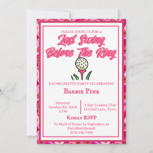 Invitation Bachelorette Fête des mariées Golf Rose