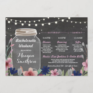 Invitation Bachelorette Fête des mariées Itinéraire Jar Chalk