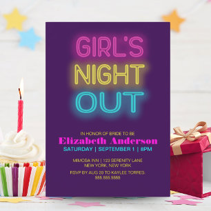 Invitation Bachelorette Fête Fille Nuit Neon brillante