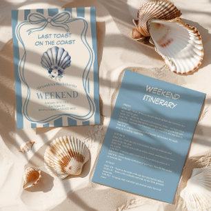 Invitation Bachelorette Fête Florale Coquille Bleue