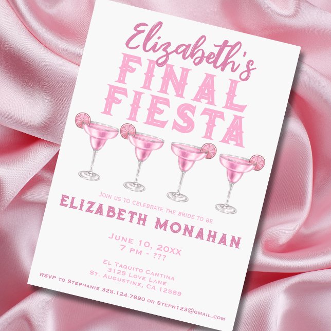 Invitation Bachelorette finale de la Fiesta rose Margarita (Créateur téléchargé)