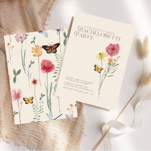 Invitation Bachelorette Fleur sauvage rose jaune