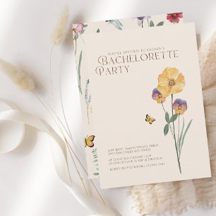 Invitation Bachelorette Fleur sauvage simple et colorée