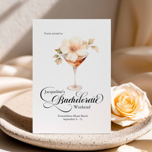 Invitation Bachelorette Floral Cocktail Destination Voyage