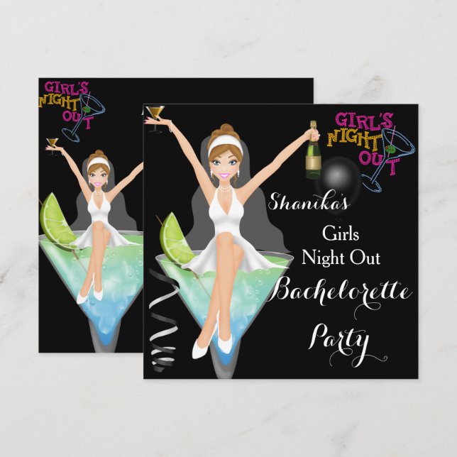 Invitation Bachelorette Fun Cocktails Boissons (Devant / Derrière)