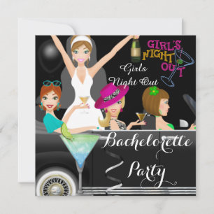 Invitation Bachelorette Fun Limo Car Cocktails
