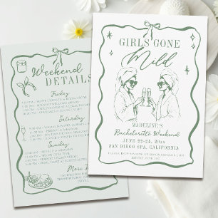 Invitation Bachelorette Girls Gone Mild Green Bow Itinéraire