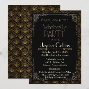 Invitation Bachelorette Gold Art Déco