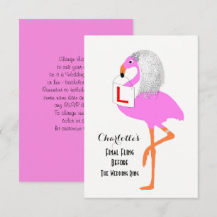 Invitation Bachelorette Hen Party Funny rose Flamant rose mar